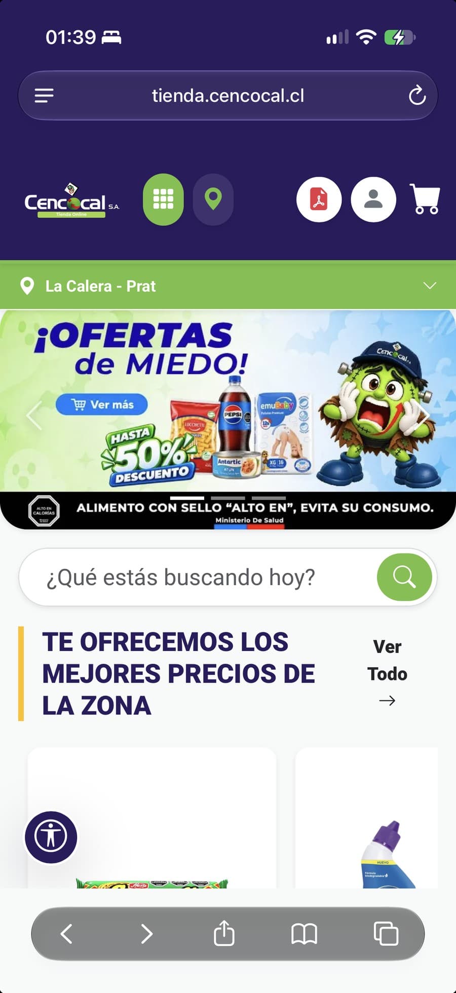 tienda.cencocal.cl en el celular
